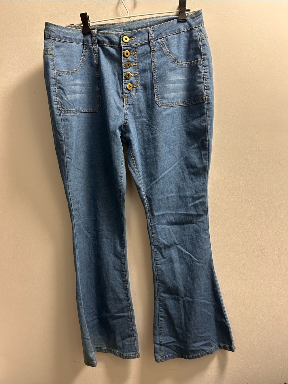 Women’s Light Blue flare Button-Front Jeans 4 pocket